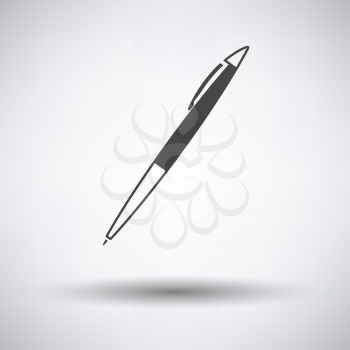 Pen icon on gray background, round shadow. Vector illustration.