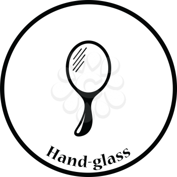 Hand-glass icon. Thin circle design. Vector illustration.