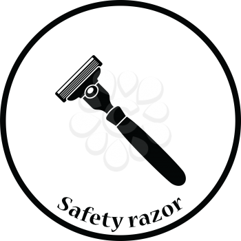 Safety razor icon. Thin circle design. Vector illustration.
