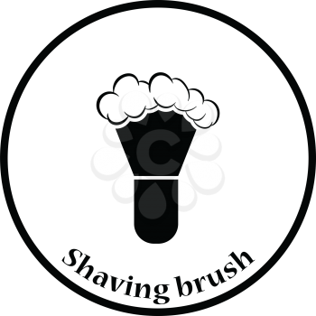 Shaving brush icon. Thin circle design. Vector illustration.