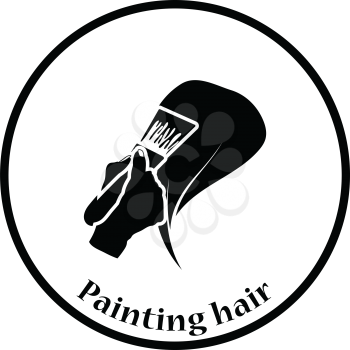 Painting hair icon. Thin circle design. Vector illustration.