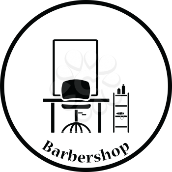 Barbershop icon. Thin circle design. Vector illustration.