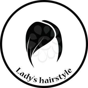 Lady's hairstyle icon. Thin circle design. Vector illustration.