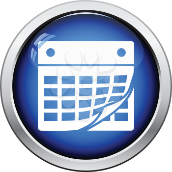 Calendar icon. Glossy button design. Vector illustration.