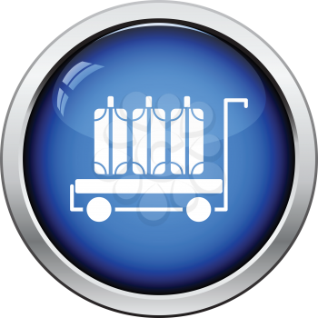 Luggage cart icon. Glossy button design. Vector illustration.