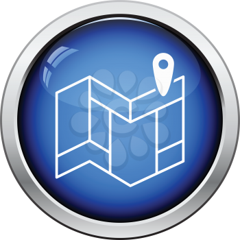 Navigation map icon. Glossy button design. Vector illustration.