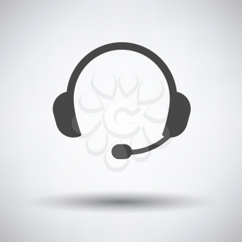 Headset icon on gray background, round shadow. Vector illustration.