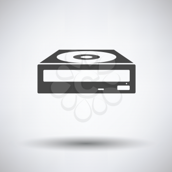 CD-ROM icon on gray background, round shadow. Vector illustration.