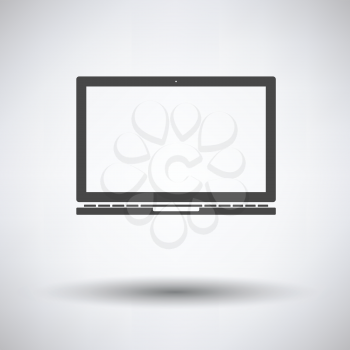Laptop icon on gray background, round shadow. Vector illustration.