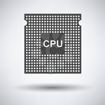 CPU icon on gray background, round shadow. Vector illustration.