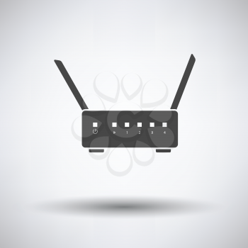 Wi-Fi router icon on gray background, round shadow. Vector illustration.
