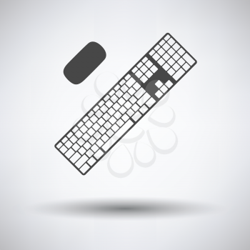 Keyboard icon on gray background, round shadow. Vector illustration.