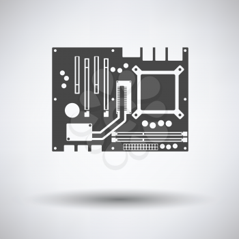 Motherboard icon on gray background, round shadow. Vector illustration.