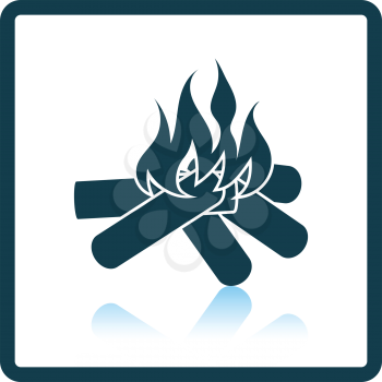 Camping fire  icon. Shadow reflection design. Vector illustration.