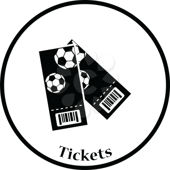 Two football tickets icon. Thin circle design. Vector illustration.