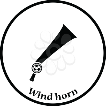 Football fans wind horn toy icon. Thin circle design. Vector illustration.
