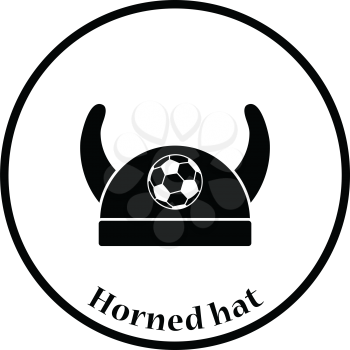 Football fans horned hat icon. Thin circle design. Vector illustration.