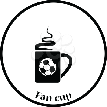 Football fans coffee cup with smoke icon. Thin circle design. Vector illustration.