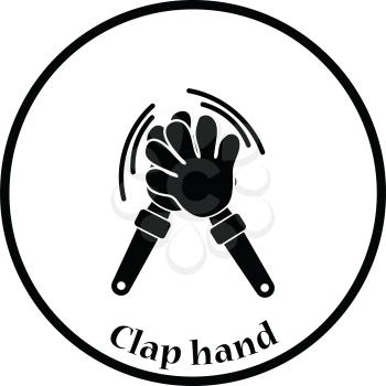 Football fans clap hand toy icon. Thin circle design. Vector illustration.