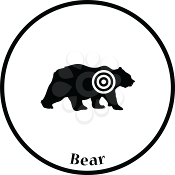 Bear silhouette with target  icon. Thin circle design. Vector illustration.