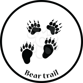Bear trails  icon. Thin circle design. Vector illustration.