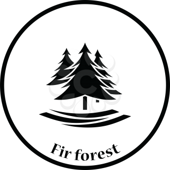 Fir forest  icon. Thin circle design. Vector illustration.