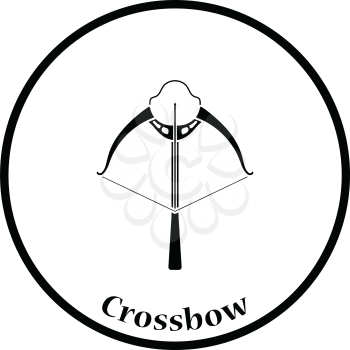 Crossbow icon. Thin circle design. Vector illustration.