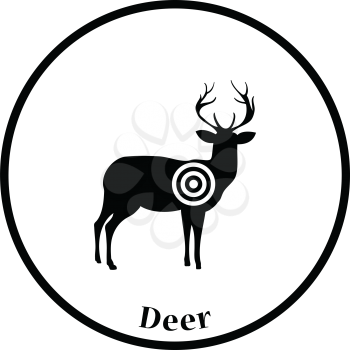 Deer silhouette with target  icon. Thin circle design. Vector illustration.