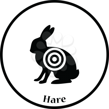 Hare silhouette with target  icon. Thin circle design. Vector illustration.