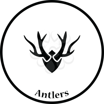 Deer's antlers  icon. Thin circle design. Vector illustration.