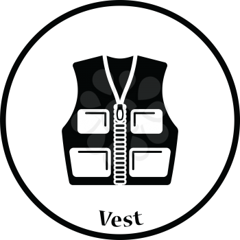 Hunter vest icon. Thin circle design. Vector illustration.