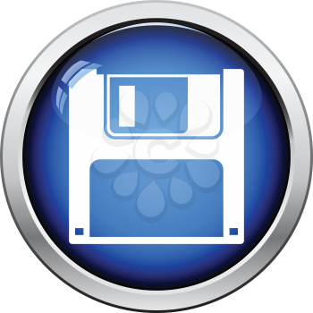 Floppy icon. Glossy button design. Vector illustration.