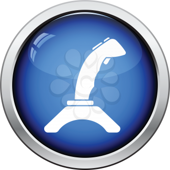 Joystick icon. Glossy button design. Vector illustration.