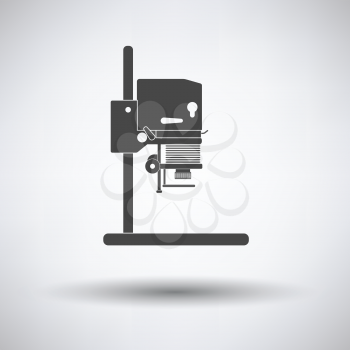 Icon of photo enlarger on gray background, round shadow. Vector illustration.