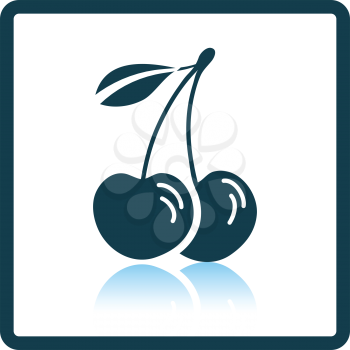Icon of Cherry. Shadow reflection design. Vector illustration.
