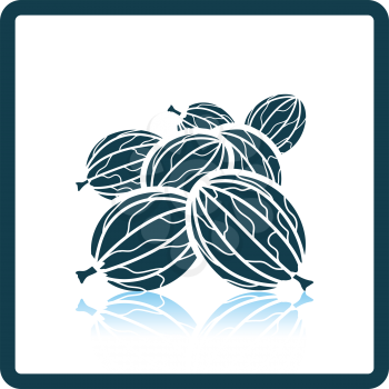 Icon of Gooseberry. Shadow reflection design. Vector illustration.