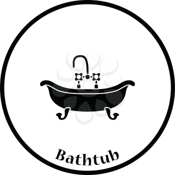 Bathtub icon. Thin circle design. Vector illustration.