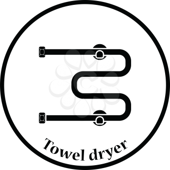 Towel dryer icon. Thin circle design. Vector illustration.