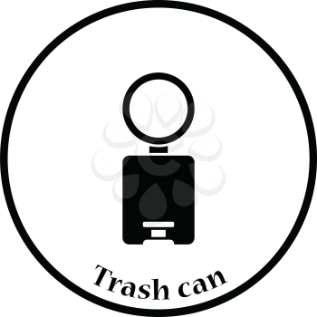 Trash can icon. Thin circle design. Vector illustration.