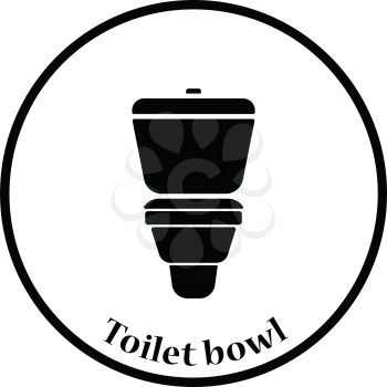 Toilet bowl icon. Thin circle design. Vector illustration.