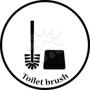 Toilet brush icon. Thin circle design. Vector illustration.