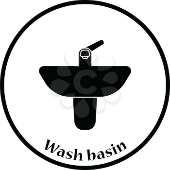 Wash basin icon. Thin circle design. Vector illustration.