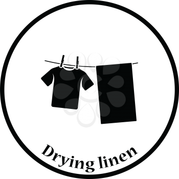 Drying linen icon. Thin circle design. Vector illustration.