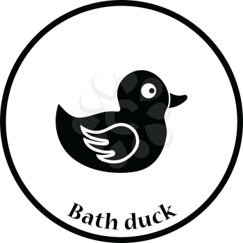 Bath duck icon. Thin circle design. Vector illustration.