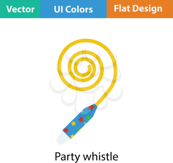 Party whistle icon. Flat color design. Vector illustration.