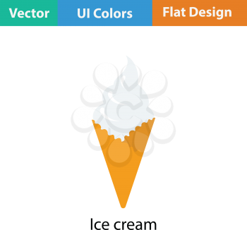 Ice cream icon. Flat color design. Vector illustration.