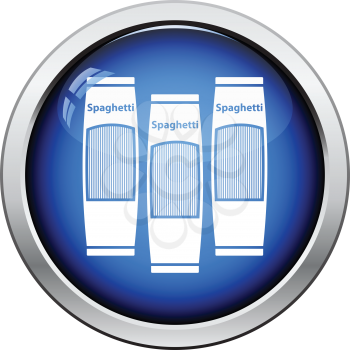 Spaghetti package icon. Glossy button design. Vector illustration.