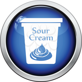 Sour cream icon. Glossy button design. Vector illustration.
