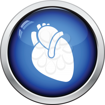 Human heart icon. Glossy button design. Vector illustration.