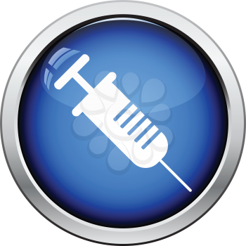Syringe icon. Glossy button design. Vector illustration.